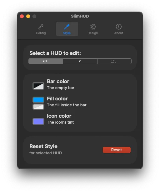 SlimHUD settings showing options for the appearance of system indicators.